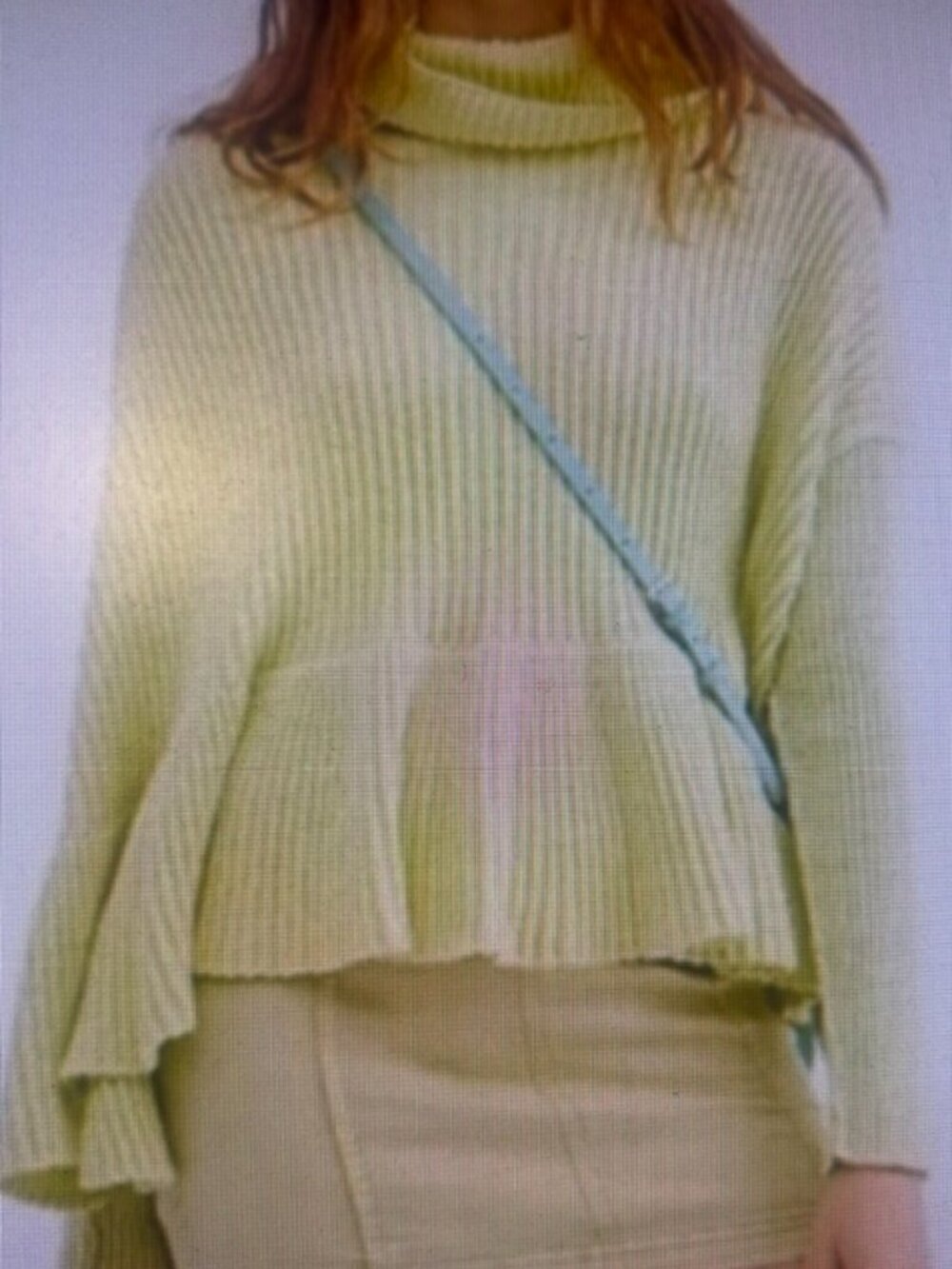 Free People Key Lime Layer Cake Oversized Cowl Turtleneck Peplum Hem Sweater